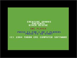 Title screen of River Rescue on the Commodore 64.