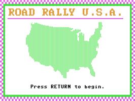 Title screen of Road Rally U.s.a. on the Commodore 64.