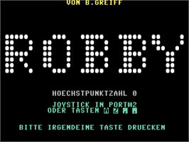Title screen of Robby on the Commodore 64.