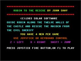 Title screen of Robin To The Rescue on the Commodore 64.