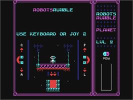 Title screen of Robots Rumble on the Commodore 64.