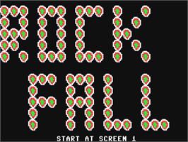 Title screen of Rock Fall on the Commodore 64.