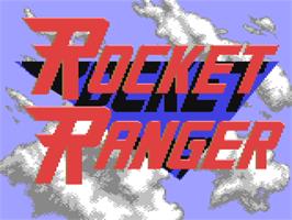 Title screen of Rocket Ranger on the Commodore 64.