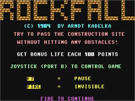 Title screen of Rockfall (Arndt Kadelka) on the Commodore 64.