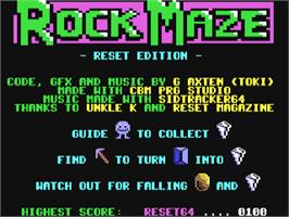 Title screen of Rockmaze - Reset Edition on the Commodore 64.