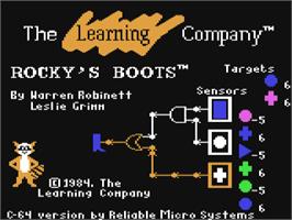 Title screen of Rocky's Boots on the Commodore 64.