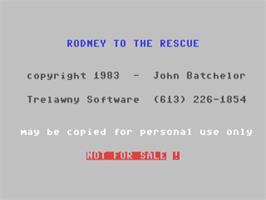 Title screen of Rodney To The Rescue on the Commodore 64.