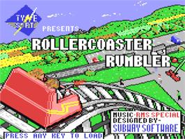 Title screen of Roller Coaster Rumbler on the Commodore 64.