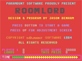 Title screen of Roomlord on the Commodore 64.