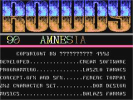 Title screen of Rowdy on the Commodore 64.