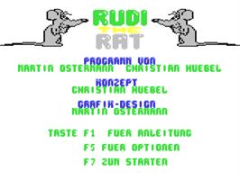 Title screen of Rudi The Rat on the Commodore 64.