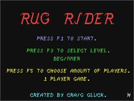 Title screen of Rug Rider on the Commodore 64.