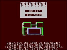Title screen of Run For The Money on the Commodore 64.