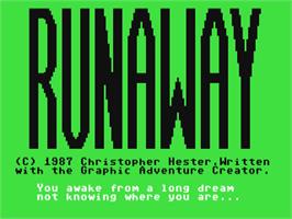 Title screen of Runaway (CP Verlag) on the Commodore 64.