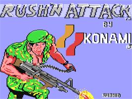 Title screen of Rush'n Attack on the Commodore 64.