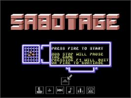 Title screen of Sabotage on the Commodore 64.