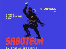 Title screen of Saboteur on the Commodore 64.