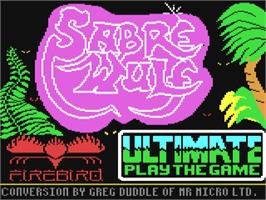 Title screen of Sabre Wulf on the Commodore 64.