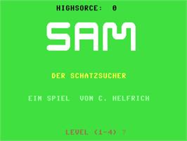 Title screen of Sam - Der Schatzsucher on the Commodore 64.