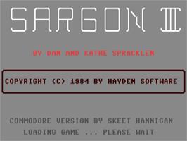 Title screen of Sargon 3 on the Commodore 64.