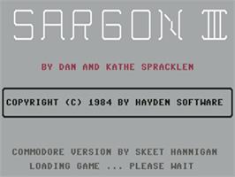 Title screen of Sargon III on the Commodore 64.