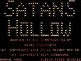 Title screen of Satan's Hollow on the Commodore 64.