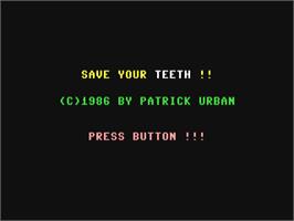 Title screen of Save Your Teeth on the Commodore 64.