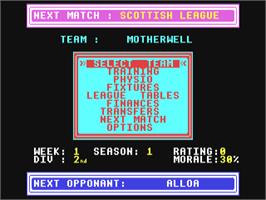 Title screen of Scottish League Football on the Commodore 64.