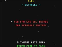 Title screen of Scramble (Frank G. Tout) on the Commodore 64.