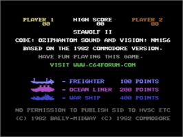 Title screen of Seawolf 2 on the Commodore 64.