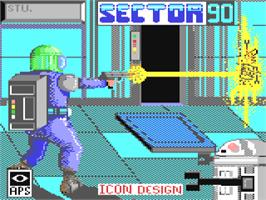 Title screen of Sector 90 on the Commodore 64.