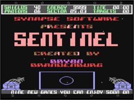 Title screen of Sentinel (Street Games) on the Commodore 64.