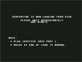 Title screen of Serpentine on the Commodore 64.
