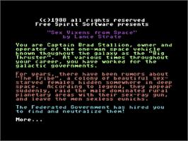 Title screen of Sex Vixens From Space on the Commodore 64.