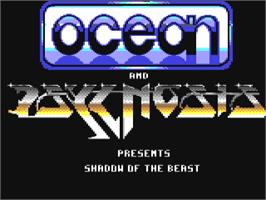 Title screen of Shadow Of The Beast on the Commodore 64.
