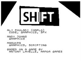 Title screen of Shift on the Commodore 64.