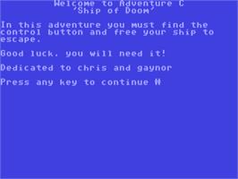 Title screen of Ship Of Doom on the Commodore 64.