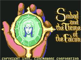 Title screen of Sinbad And The Throne Of The Falcon on the Commodore 64.