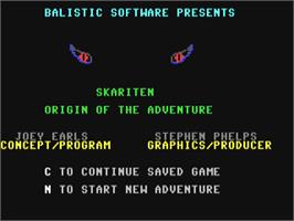 Title screen of Skariten on the Commodore 64.