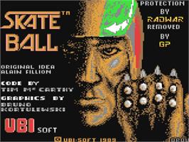 Title screen of Skateball on the Commodore 64.