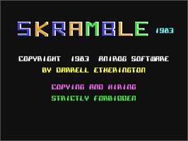 Title screen of Skramble (Anirog) on the Commodore 64.