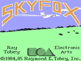 Title screen of Skyfox on the Commodore 64.
