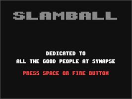 Title screen of Slamball (Loadstar) on the Commodore 64.