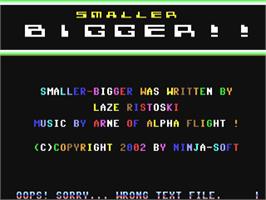 Title screen of Smaller-bigger on the Commodore 64.