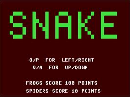 Title screen of Snake (Stefano Tognon) on the Commodore 64.