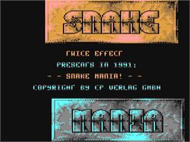 Title screen of Snake Mania on the Commodore 64.