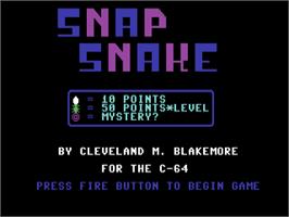 Title screen of Snap Snake on the Commodore 64.