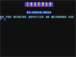 Title screen of Snapman on the Commodore 64.
