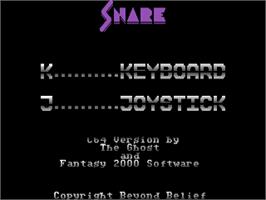 Title screen of Snare (Thalamus) on the Commodore 64.