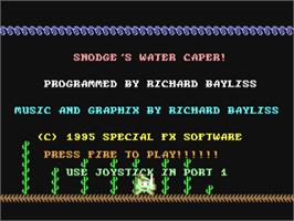 Title screen of Snodge's Water Caper on the Commodore 64.